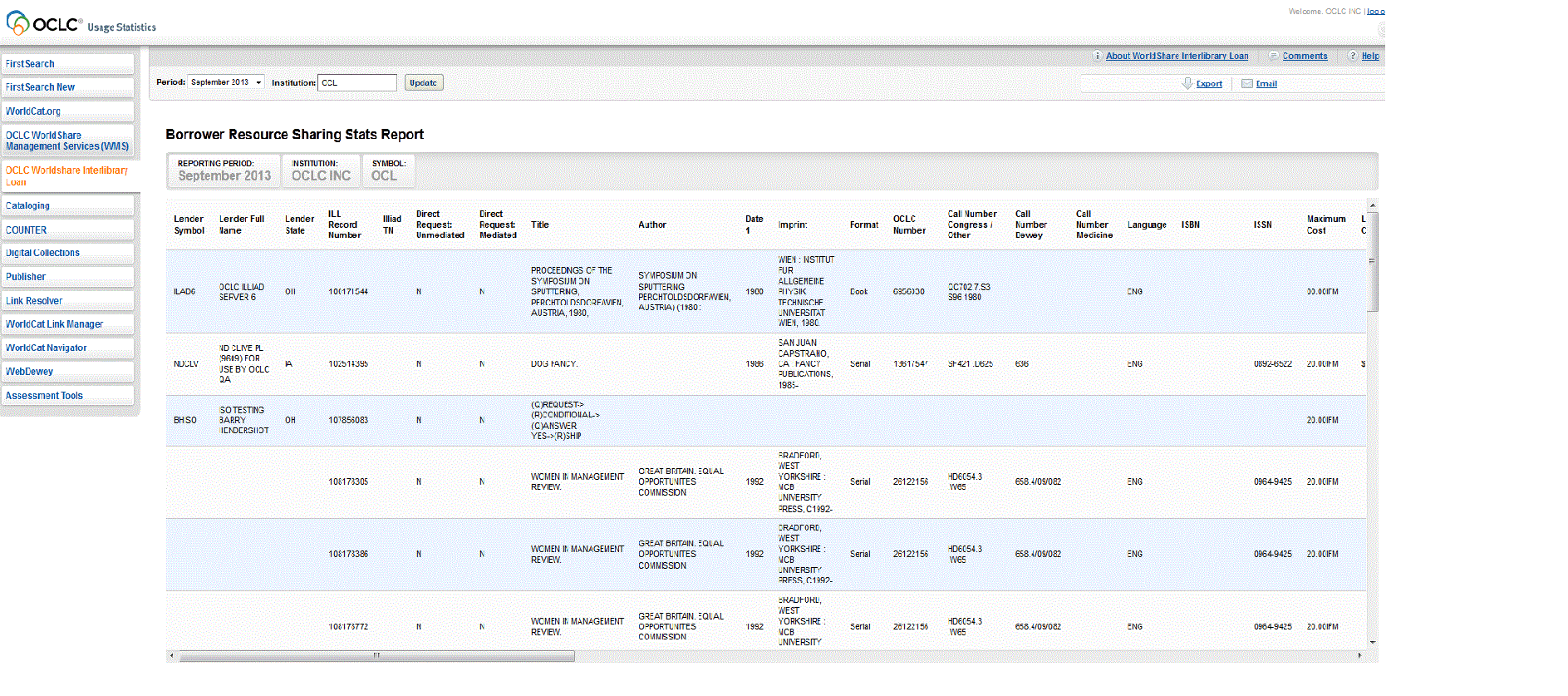 Example of the new report format